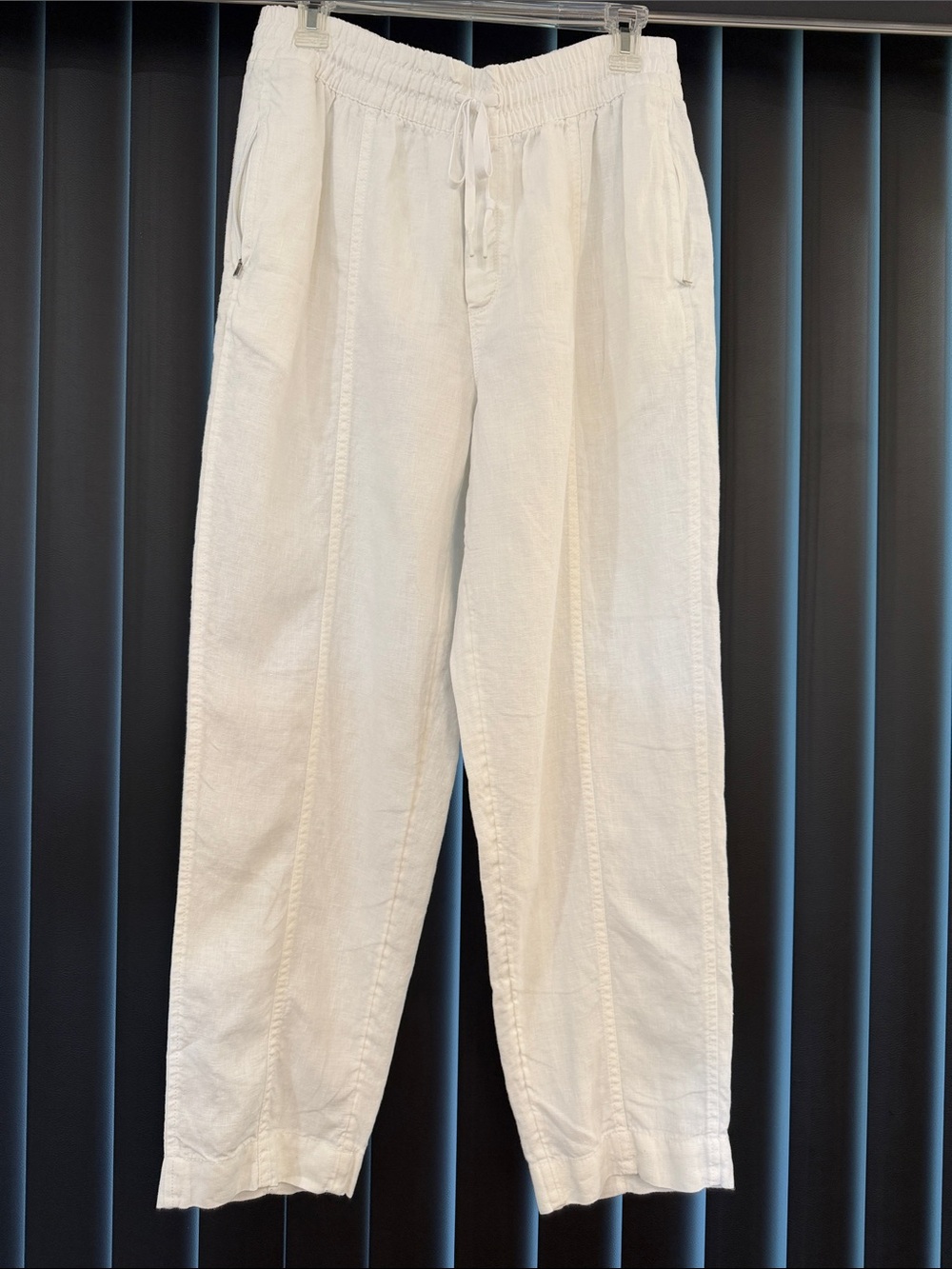 Athleta White 100% Linen - Relaxed Fit Elastic Waist Pull-On Pants